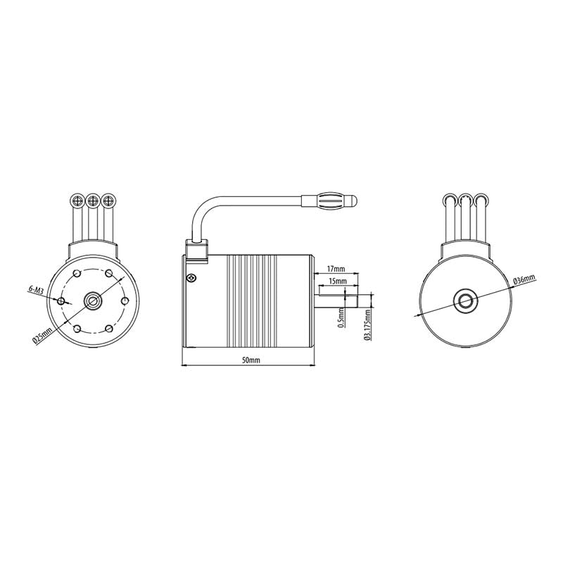 HobbyStar 3650 V2 4-Pole Waterproof Brushless Sensorless Motor