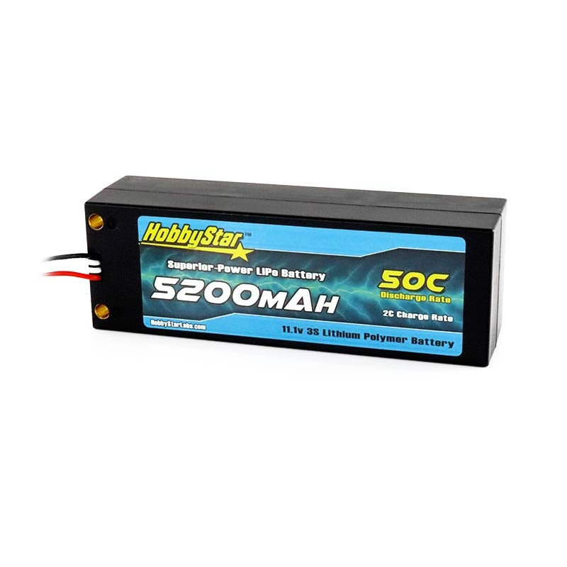HobbyStar 5200mAh 11.1V, 3S 50C Hardcase LiPo Battery - Terminal Style